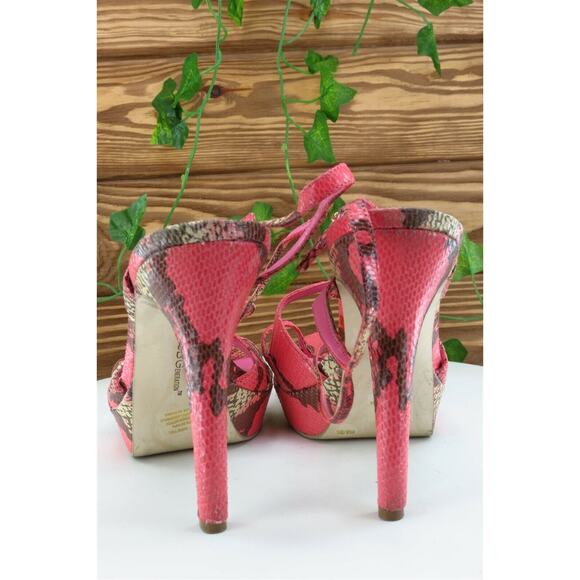 Pink and Brown Strappy High Heels - Picture 5 of 7